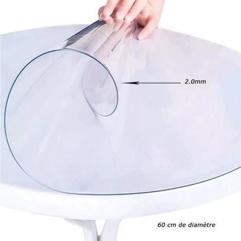 Runde, Transparente Pvc-tischdecke – Rutschfest Und Wasserdicht – 60 Cm Durchmesser – Leicht Zu Reinigen