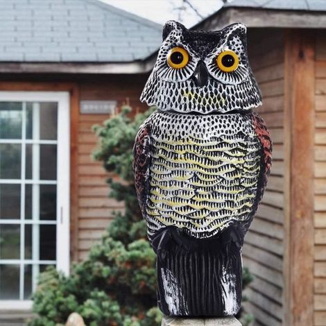 Garten-eulen-dekoration Aus Kunststoff, Eulenfiguren Für Terrasse Und Garten, Eulenfigur Mit 360° Drehbarem Kopf, Vogelscheuche, Taubenabwehr
