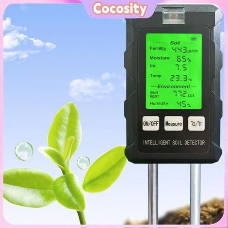 Cocosity 6-in-1 Bodentester: Multifunktionales Bodenmessgerät Für Bodenfruchtbarkeit, Ph-wert, Temperatur, Luftfeuchtigkeit Und Luftqualität – Gartenmessungen