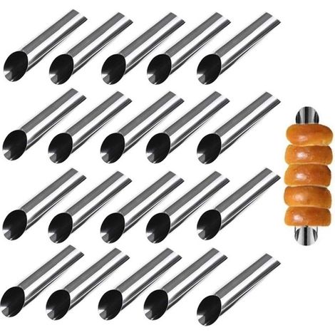 20 Stück Schräge Doppelkopf-spiralform Aus Edelstahl, Große Spiralrohre, Antihaftbeschichtet, Croissant-werkzeug