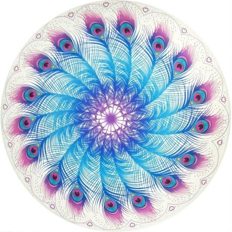 Rundes Strandtuch, Wandteppich, Tischdecke, Strandtuch Aus Mikrofaser Mit Pfauenmuster, Runde Yogamatte/schal