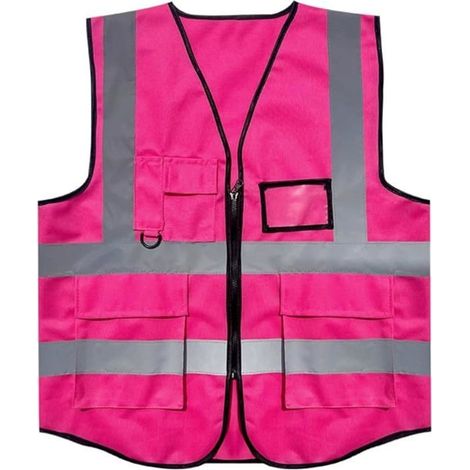 Sicherheitsweste Aus Netzgewebe Mit Taschen Und Reißverschluss, Gut Sichtbare Reflektierende Weste Für Männer, Frauen Und Erwachsene