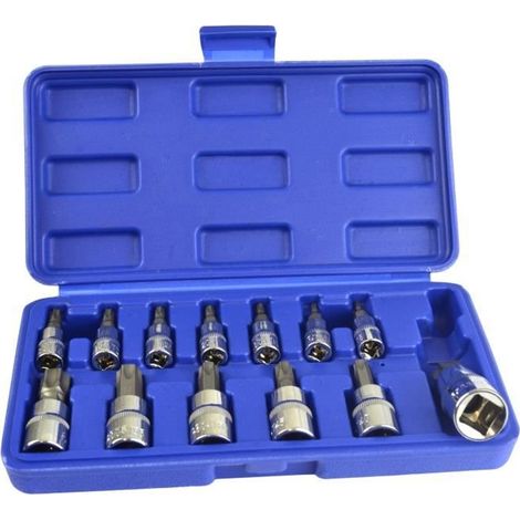 Manipulationssichere Torx-steckschlüssel – Profi – 13-teilig – Chrom-vanadium-stahl – 1/4", 3/8", 1/2