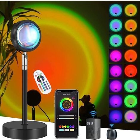 Sonnenuntergangslampe, 16 Farben, 180° Drehbare Sonnenuntergangslampe, Sonnenuntergangsprojektionslampe Mit Fernbedienung Und Intelligenter App-steuerung