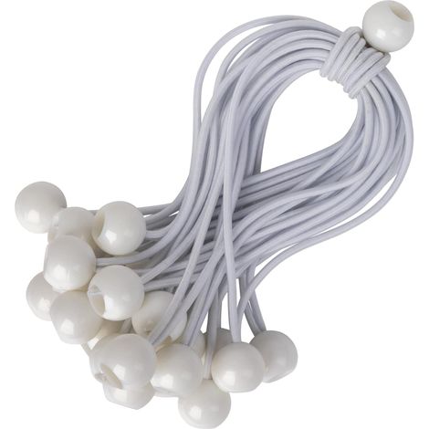 Elastische Kordeln Mit Kugeln (25 Stück, 15 Cm) – Robuste Universal-gummibänder Für Camping, Gepäck Und Planen – Weiß