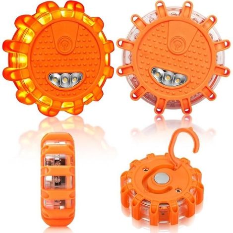 Stück Led-warnleuchten Für Fahrzeuge, Kabellose, Wasserdichte Led-warnleuchten Mit Magnethalterung, Batteriebetriebene Orangefarbene Warnleuchten, 9 Funktionen