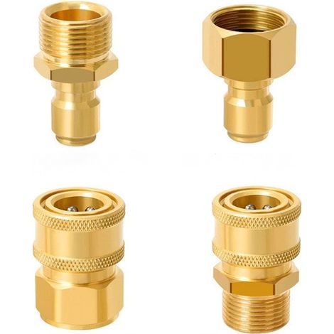 Hochdruck-wasserstrahlanschluss M22-15 Mm Außengewinde/innengewinde 1/4" Kombinationsset Mit 4 Adaptern, Messing