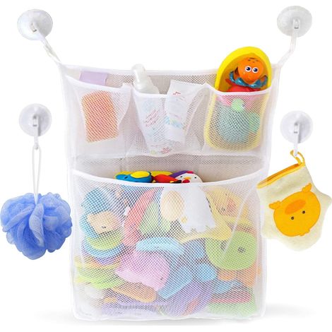 Badespielzeug-organizer – Babyspielzeugnetz + 4 Gratis Starke Klebehaken