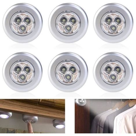 Set Mit 6 Led-spotlampen, Selbstklebende Nachtlichter, Betrieb Mit 3 Batterien