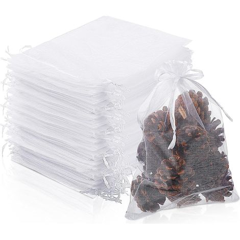 Packung Mit 100 Weißen Obstbaumnetzen (20 X 30 Cm), Netze Zum Schutz Von Früchten, Wiederverwendbare Organzabeutel