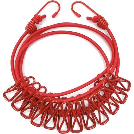 Set Mit 1 Ausziehbarer, Tragbarer Wäscheleine Mit Kleiderbügel, Geeignet Für Den Innen- Und Außenbereich – Rot