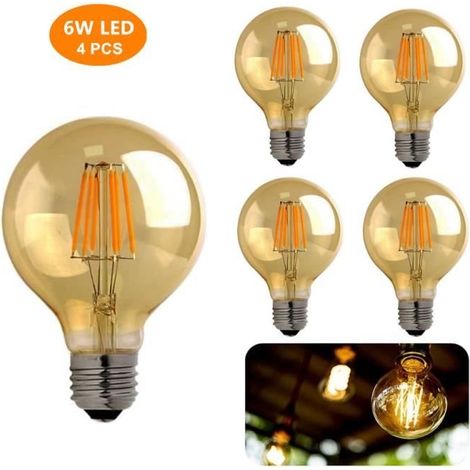 (warmweiß) 4er-pack Edison E27 Led-glühbirnen - Vintage Edison - G80 - Warmweiß - 6w (entspricht 60w)