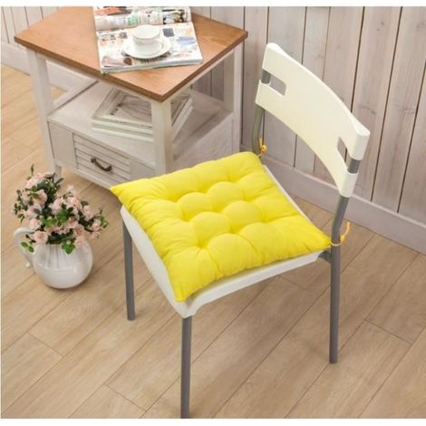 Set Mit 4 Dicken, Quadratischen Stuhlkissen – 40 X 40 Cm, Gelb