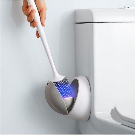 Antibakterielle Silikon-toilettenbürste – Waschbarer Tpr-bürstenkopf – Schnelltrocknender Halter – Gründliche Reinigung