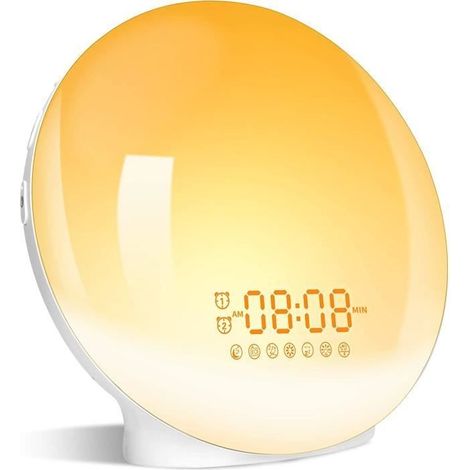 Led-wecker Mit Licht, Radiowecker, Beleuchtete Nachttischlampe, 20 Helligkeitsstufen, Sonnenaufgangs- Und Sonnenuntergangssimulator