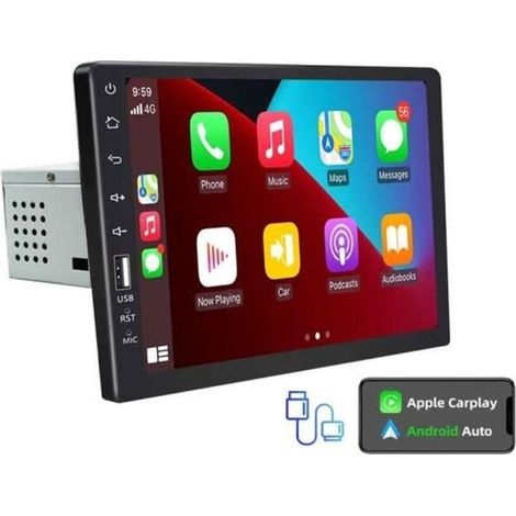 1-din-autoradio Mit Carplay Und 9-zoll-touchscreen – Bluetooth-usb-multimedia-player – Kompatibel Mit Android Und Ios
