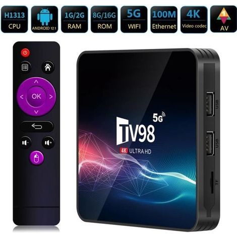 Boitier Iptv Tv98 H616 Dualband-wlan-tv-box Mit Android 12, Allwinner H313 Quad-core-prozessor (arm Cortex A53, 2+16 Gb Ram)