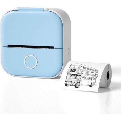 Mini-thermodrucker, Kabelloser Bluetooth-drucker Für Tintenlose Aufkleber Und Druckpapier – Alles Blau