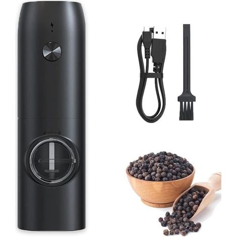 Elektrische Pfeffermühle, Elektrischer Salz- Und Pfefferstreuer, Usb-wiederaufladbare Elektrische Pfeffermühle Mit Led-licht, Groß [332]