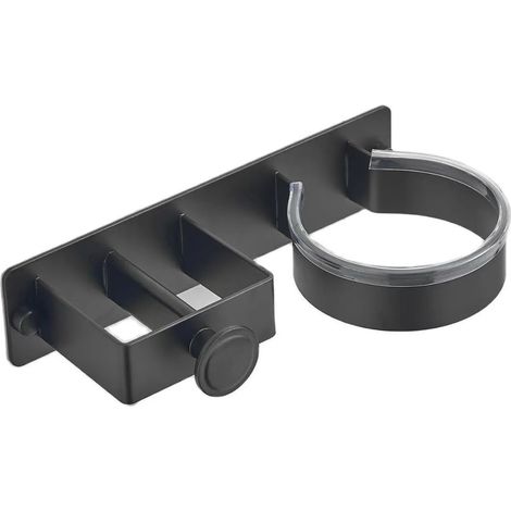 Haartrocknerhalter, Schwarz, Badezimmerregal, Platzsparender Lockenstabständer Aus Aluminium