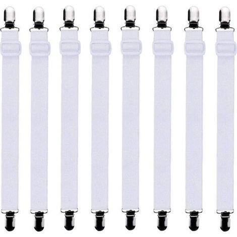 Spannbettlaken-spannsystem – Verstellbar – 8-teilig – Weiß – 60 Cm Bis 200 Cm