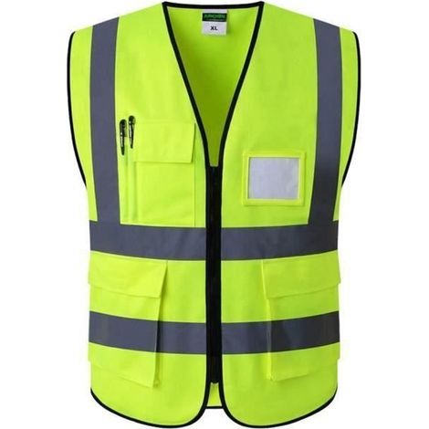 Warnweste, Warnweste Mit Reißverschluss Und Taschen (xl, Gelb) Gelb