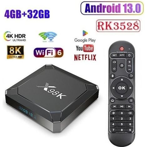 Android Tv Box Mit 4 Gb Ram, 32 Gb Rk3528 Quad-core-prozessor – Unterstützt 8k Hd 3d – Wlan 6 Und Bluetooth 5.0 – Smart-tv-multimedia-player Mit Android 13