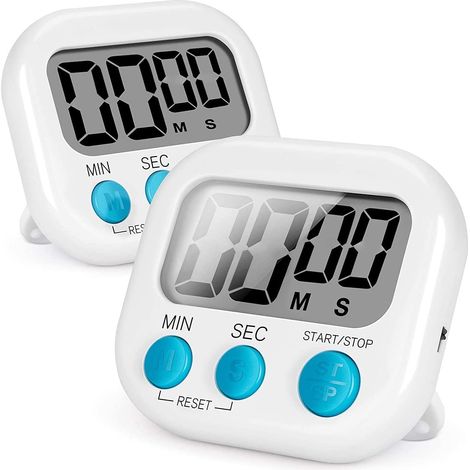 Digitaler Timer Für Kinder – 2 Stück, Weiß, Mit Lcd-bildschirm, Stoppuhr- Und Alarmfunktion, Magnetisch – Ideal Für Küche, Dusche Und Sport