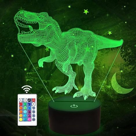Dinosaurier-nachttischlampe Für Kinder, Ideales Weihnachtsgeschenk Für Jungen Und Mädchen, 3d-dinosaurier-nachtlicht Mit 16 Led-farben