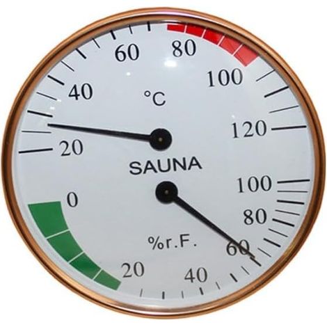 Wandmontiertes Sauna-hygrometer, 10 X 10 X 3 Cm, Gold-weiß, Mit Thermometer Und Feuchtigkeitssensor, Zubehör Für Dampfsauna