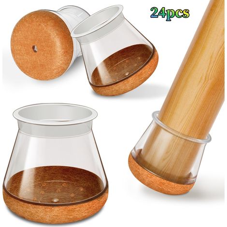 Packung Mit 24 Transparenten Stuhlbeinschonern (2 X 2 X 3 Cm), Aus Silikon, Für Fußböden, Geeignet Für Stuhlbeine, Reduzieren Geräusche Und Verhindern Kratzer.