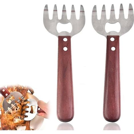 Fleischzerkleinerer Aus Edelstahl Mit Grillkrallen Zum Trennen Von Fleisch, 2 Stück Pzcc