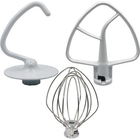 Das Ksm150 Rührset Enthält Einen Knethaken, Einen Schneebesen Und Einen Beschichteten Flachrührer. Alle 3 Teile Sind Mit Dem Set Kompatibel.
