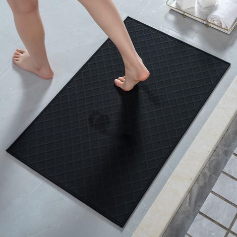 Schwarze Kieselgur-fußmatte, 4060 Cm, 1 Stück, Saugfähige Und Rutschfeste Matte Für Den Badezimmer-/toiletteneingang.