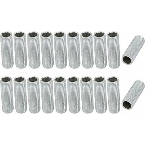 Lampenrohrnippel M10 Gewinde 30mm Oberflächenlänge Hohlgewindestange Für Leuchten Lampen Reparaturteil Hardware Für Leuchten Verzinkt Silber Packung Mit 20.