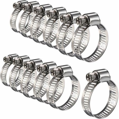 Schlauchschellen - Rnemitery - 12 Stück - Edelstahl - Verstellbar - 16-25 Mm