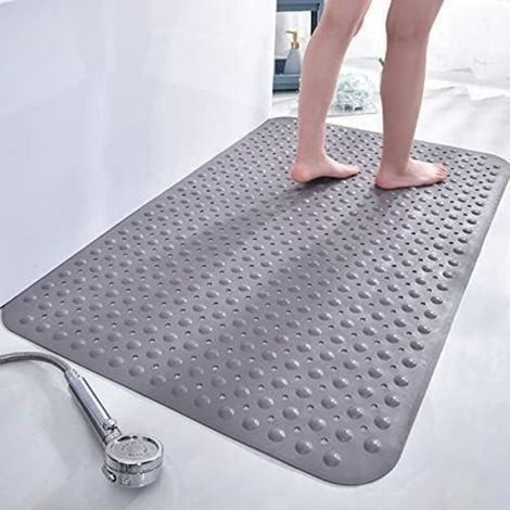(grau) Rutschfeste Duschmatte - Name - 90 X 60 Cm - Grau - Pvc - Rutschfest