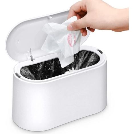 (weiß) Tischabfalleimer, Ystp Kleiner Tischabfalleimer Mit Druckknopfdeckel Für Bad, Büro, Schlafzimmer Und Küche, Weiß