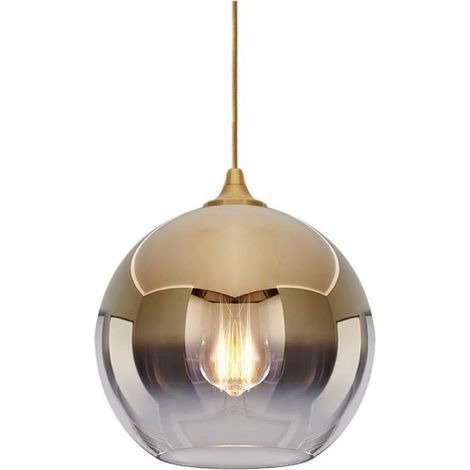 20 Cm Große Glas-pendelleuchte – Oberfläche Aus Poliertem Messing – Moderner Skandinavischer Stil – E27-fassung Für Led-leuchtmittel Bis 60 W