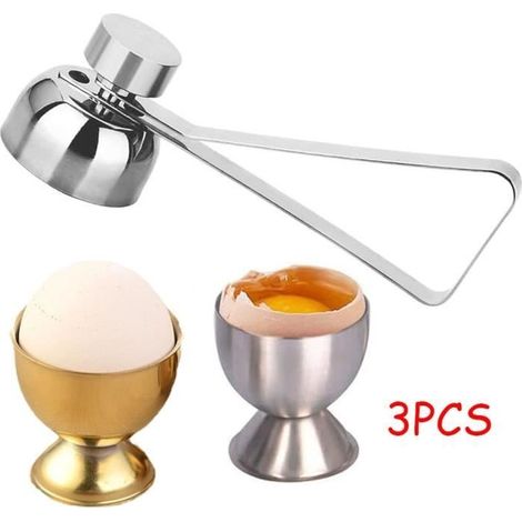 (gold) 3er-set Eierbecher – Edelstahl – Gold – Doppelseitiger Eieröffner