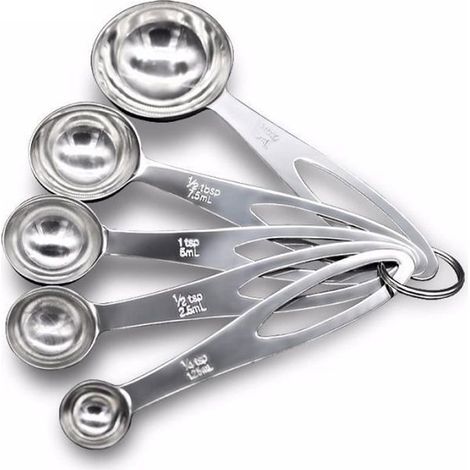 Set Mit 5 Messlöffeln (tasse, Teelöffel Und Milliliter) Zum Abmessen Von Trockenen Und Flüssigen Zutaten (kaffee, Tee Usw.) + Melonenausstecher