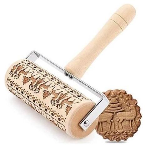 Nudelholz – Holz – 3d – Ergonomisch – Zum Dekorieren Von Keksen – 18 X 15 Cm