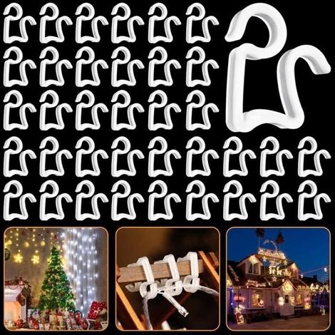 50 Stück Kunststoff-weihnachtsdachrinnenhaken, Mini-lichterkettenclips Für Den Außenbereich (weiß)