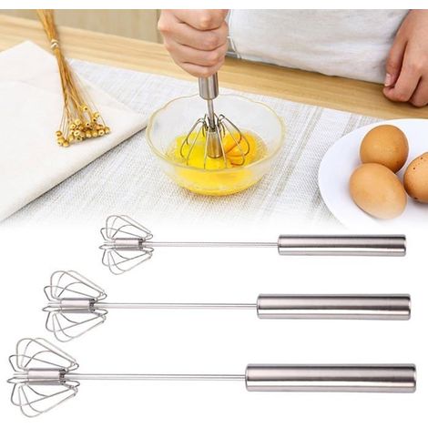3-teiliger Schneebesen, Manueller Eierquirl Aus Edelstahl, Halbautomatischer Handmixer (silber, 10+12+14 Zoll)