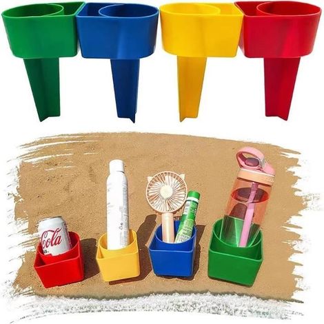 4-teiliges Strandbecherhalter-set - Marsee - Strandaccessoires, Geeignet Für Getränke, Mobiltelefone, Schlüssel (13,2 X 10,2 X 19,8 Cm)