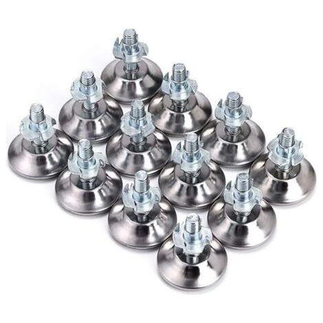 Set Mit 12 Verstellbaren Möbelfüßen M10 X 24 Mm – Runde Kunststoffbasis – Geeignet Für Schränke Und Tische – Einfache Montage