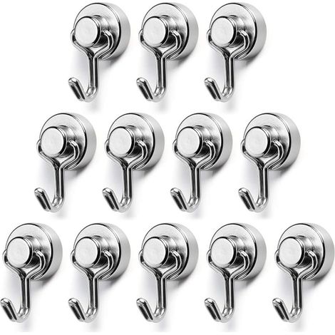 Neodym-magnethaken – 15 Mm Durchmesser, Max. Tragkraft 7 Kg – 12er-packung, Ideal Für Küche, Kühlschrank Und Büro