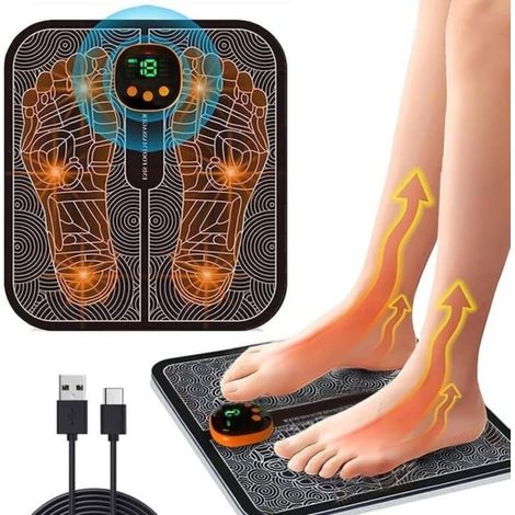 (farbe: Orange) Ems-fußmassagegerät, Elektrisches Fußmassagegerät, 8 Modi, 19 Intensitätsstufen, Zur Linderung Von Steifheit