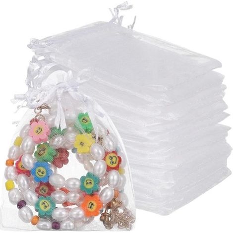 (weiße) Organzabeutel – Farbe Nicht Spezifiziert – 100 Stück – 7 Cm X 9 Cm – Weiß – Mit Kordelzug