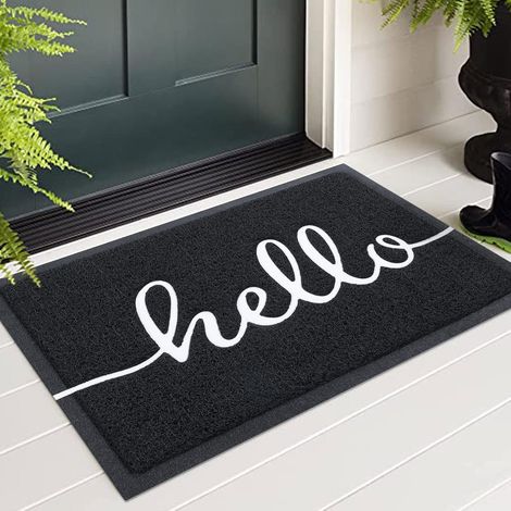 Stück 80 X 120 Cm (schwarz) „hello“-fußmatte Für Den Außenbereich, Fußmatte Für Den Innenbereich, Eingangsmatte, Rutschfest Und Staubabweisend